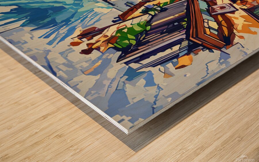 ArtXcl 041 narrow cobblestone street  Wood print