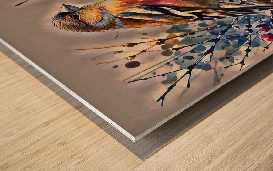 ArtXcl 128 Bird on branch oil style Wood print