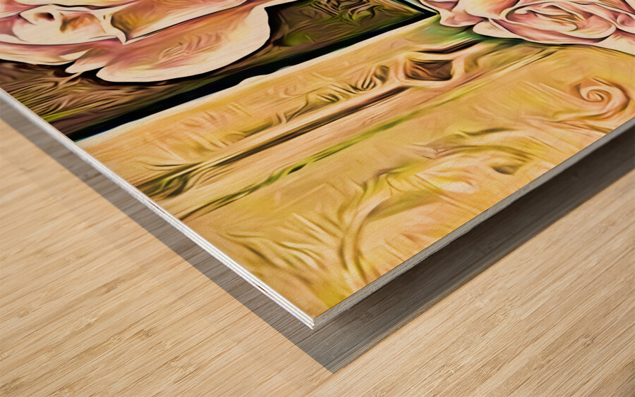 ArtXcl 129 Rose Flower oil-paint-style Wood print