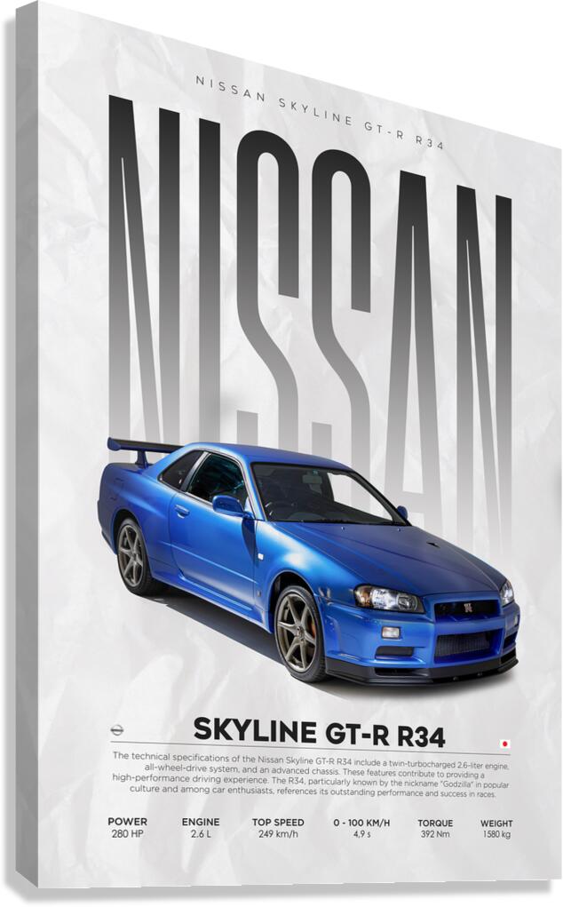 Nissan GT R R34 Print by Conceptual Photography Wall Art