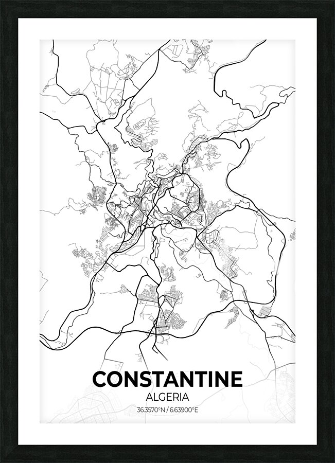 Constantine Algeria City Map Print Picture Frame print