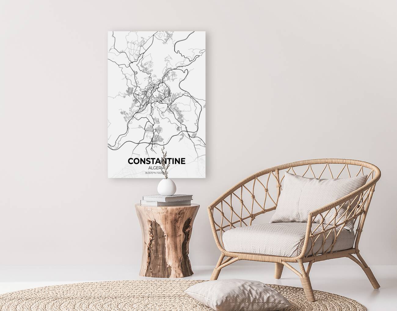 Constantine Algeria City Map Print Reproduction