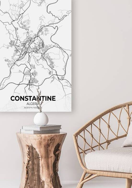 Constantine Algeria City Map Print by Conceptual Photography