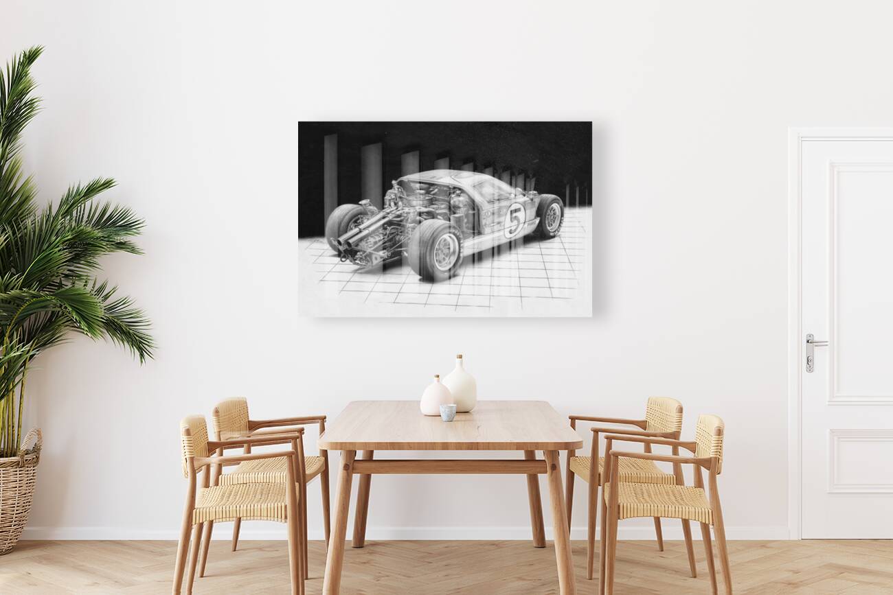 Automotive Print: 1966 Le Mans Ford GT40 Photo Like Drawing Reproduction