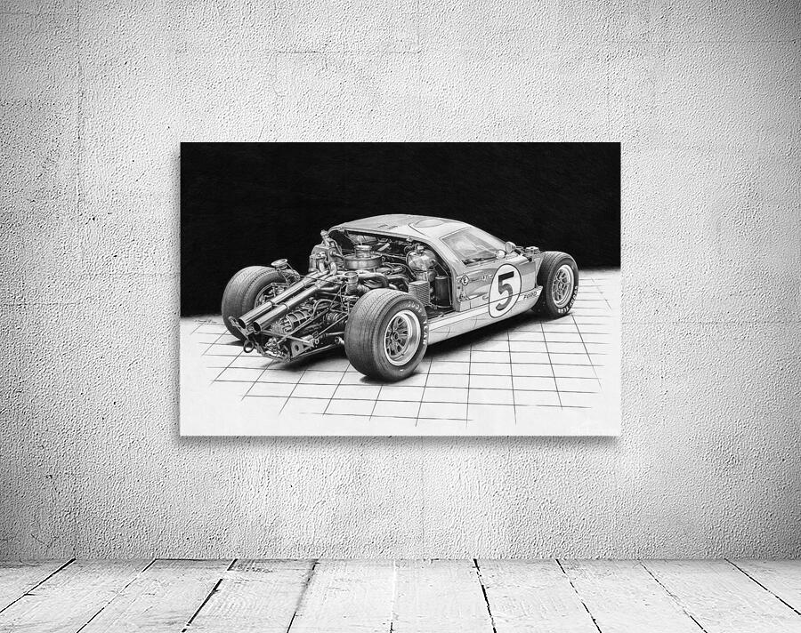 Automotive Print: 1966 Le Mans Ford GT40 Photo Like Drawing Wall Preview