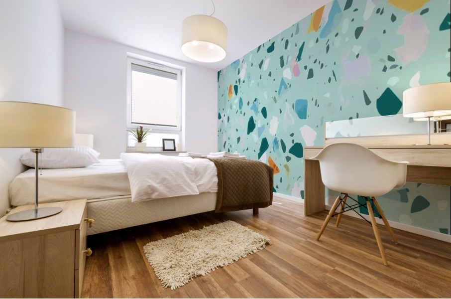 Blue Terrazzo Mural print