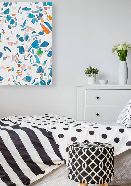 White Blue Terrazzo  by Neena