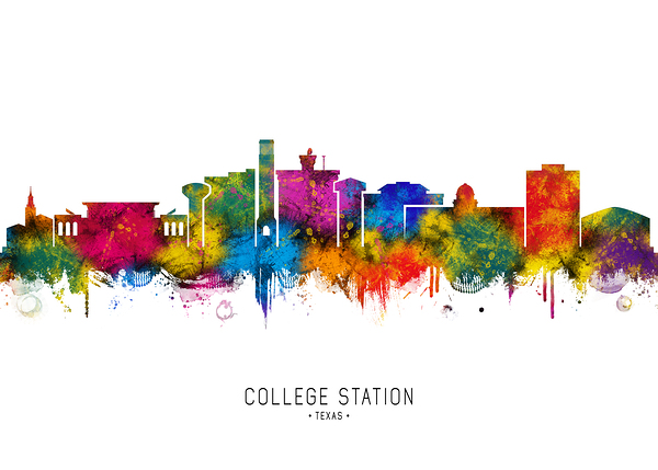 College Station Texas Skyline Digital Download