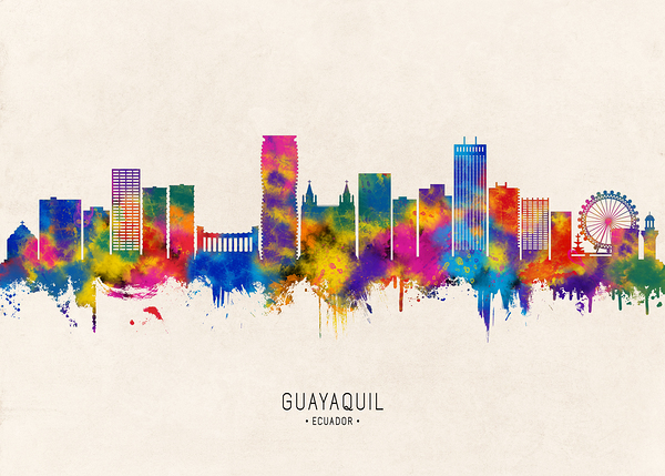 Guayaquil Ecuador Skyline Beige Digital Download