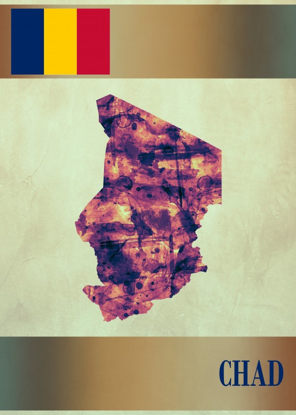 Chad Map with Flag Digital Download