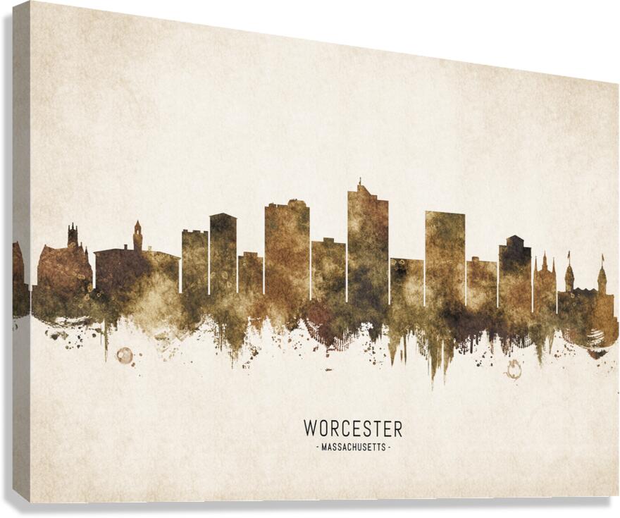 Worcester Massachusetts Cityscape Vintage Canvas Print