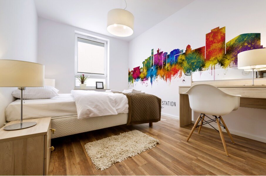 College Station Texas Skyline Mural print