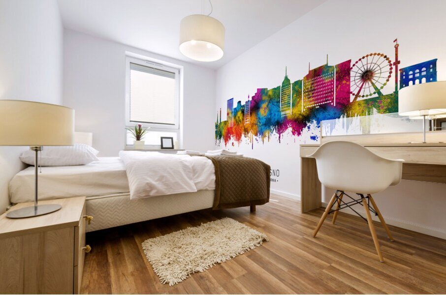 Fresno California Skyline Mural print