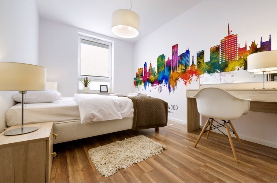 Hollywood California Skyline Mural print