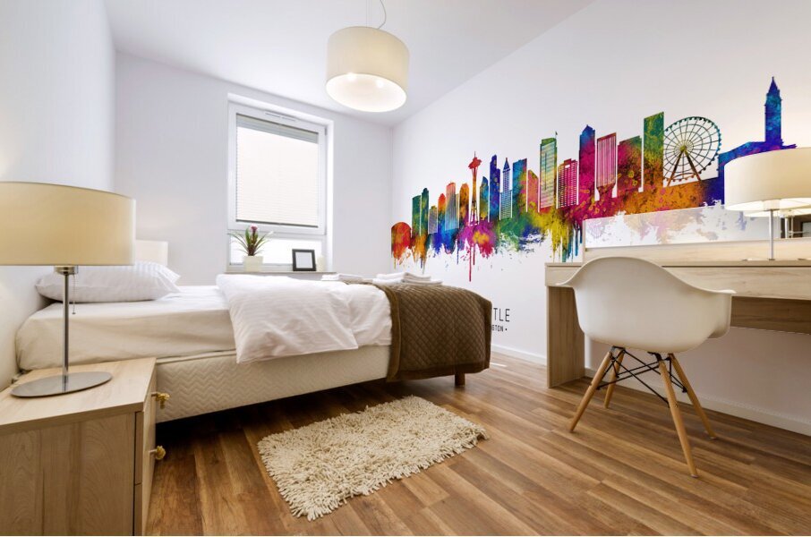 Seattle Washington Skyline Mural print