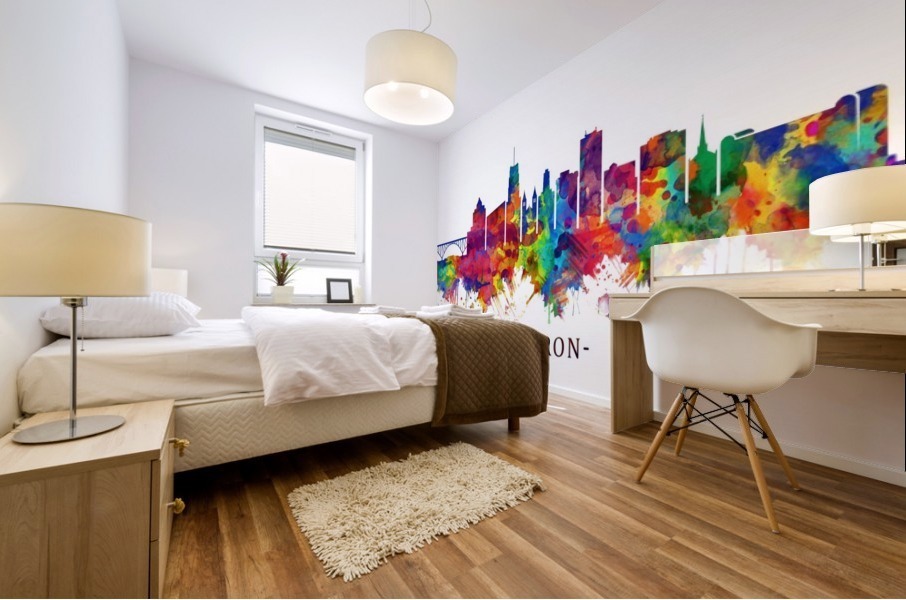 Akron Ohio Skyline Mural print