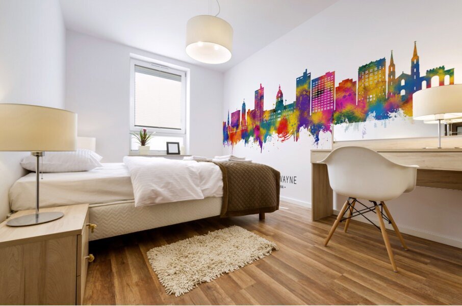 Fort Wayne Indiana Skyline Mural print