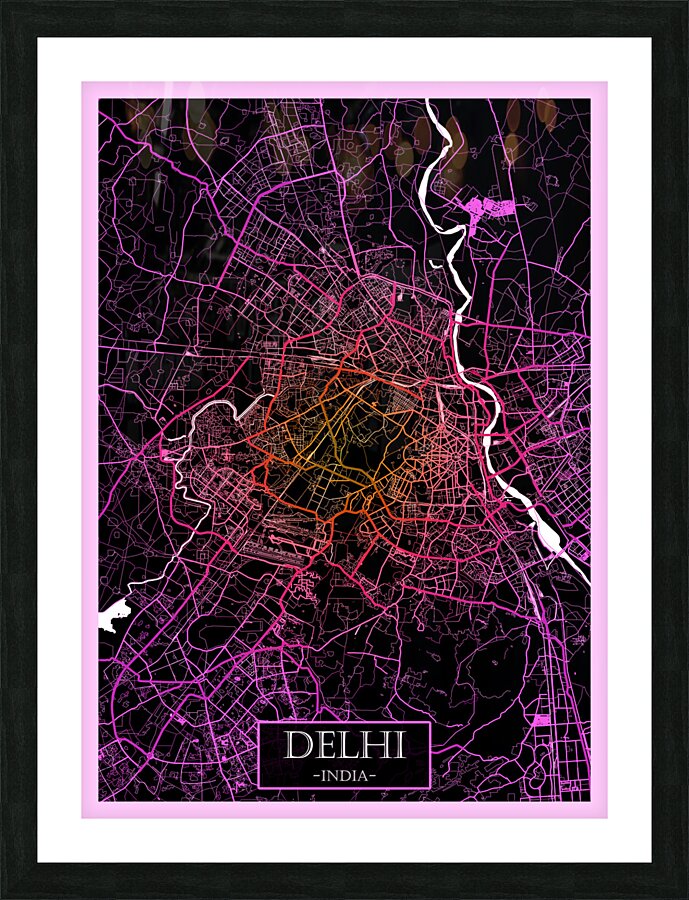 Delhi India Road Map Picture Frame print