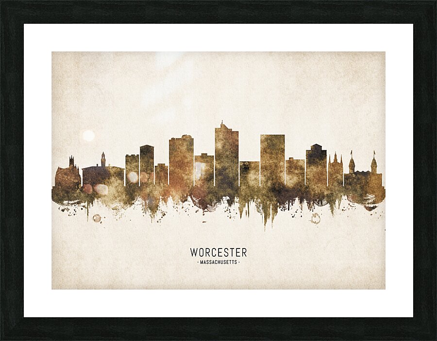 Worcester Massachusetts Cityscape Vintage Picture Frame print