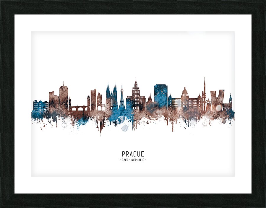 Prague Czech Republic Skyline Sepia Picture Frame print