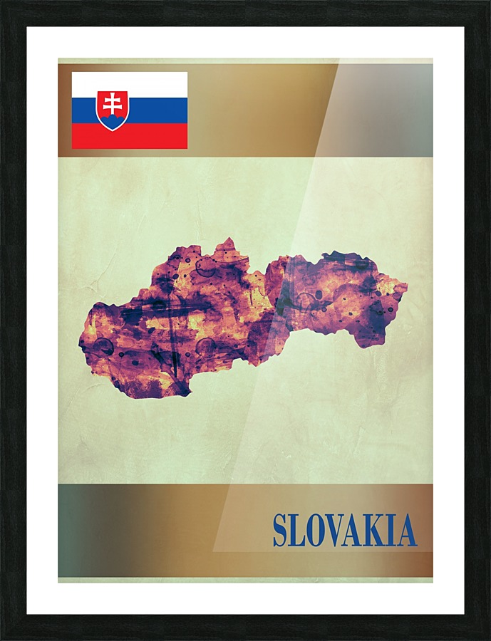 Slovakia Map with Flag Picture Frame print
