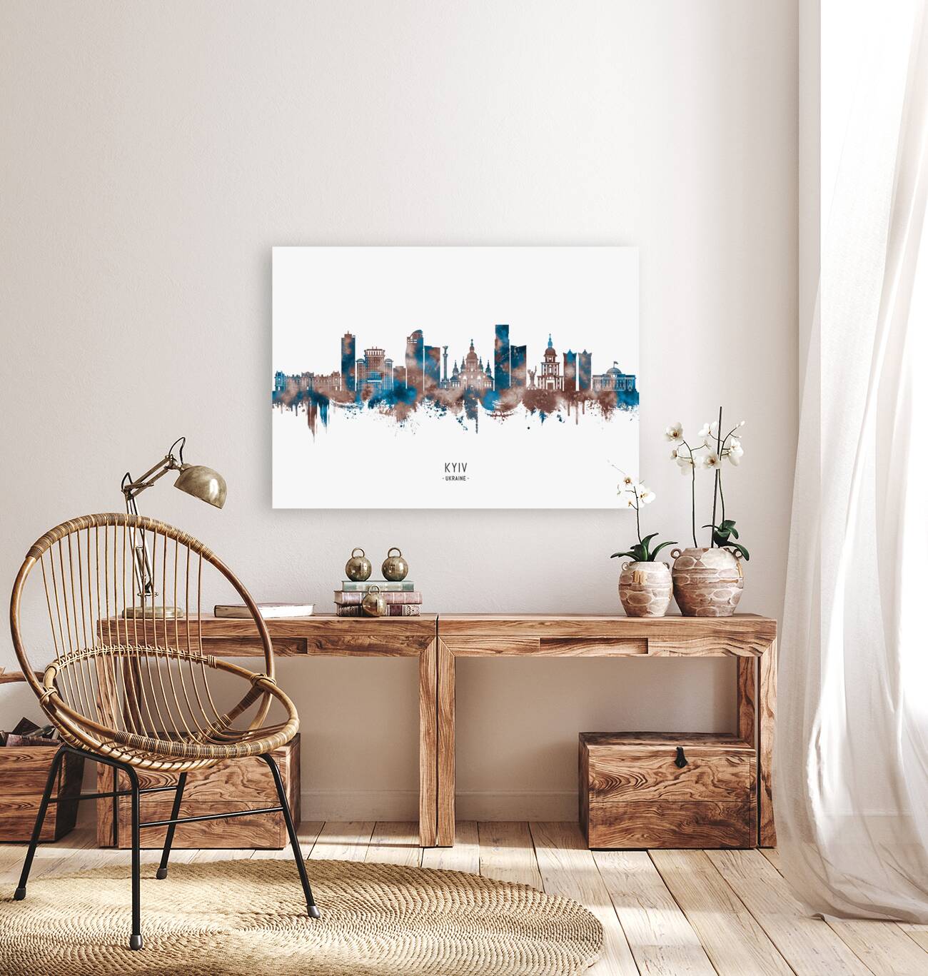 Kyiv Ukraine Skyline Sepia Reproduction