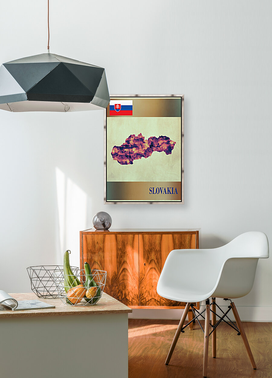 Slovakia Map with Flag Reproduction