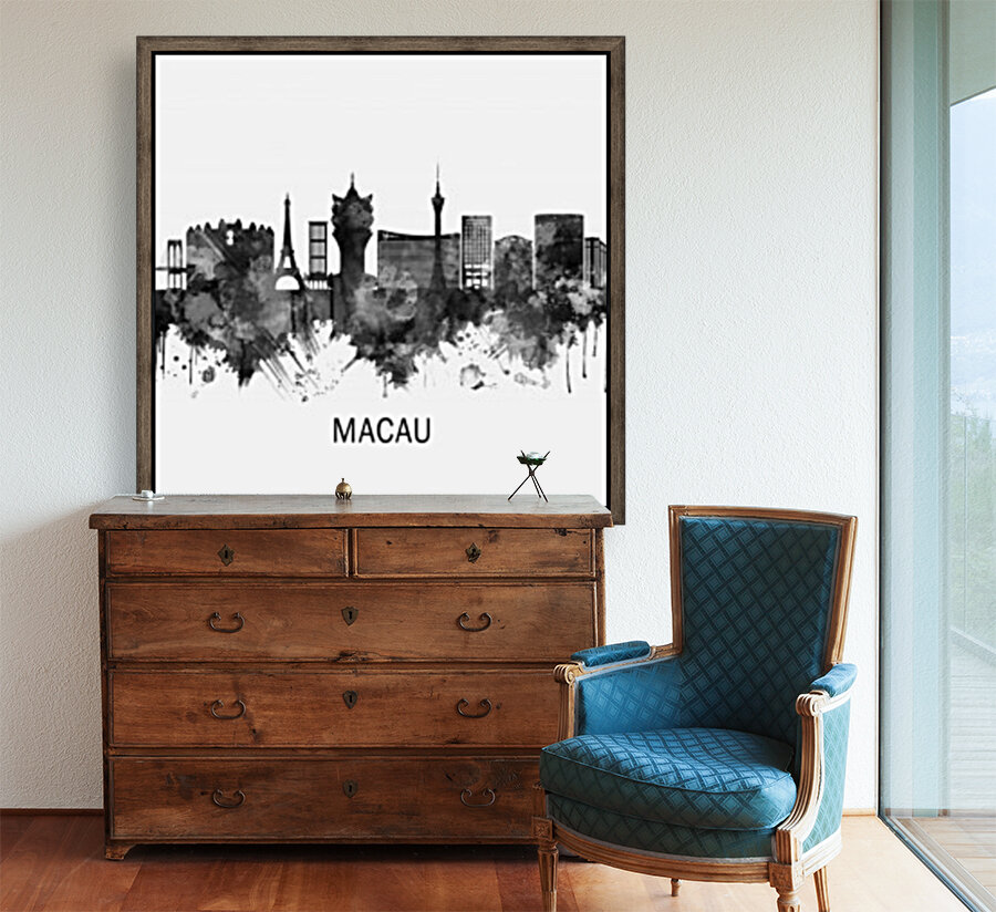Macau China Skyline BW Reproduction
