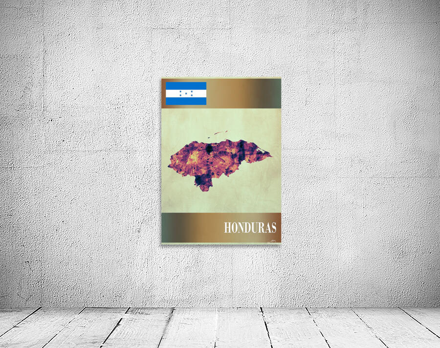 Honduras Map with Flag Wall Preview