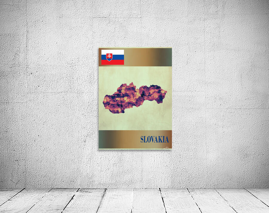 Slovakia Map with Flag Wall Preview