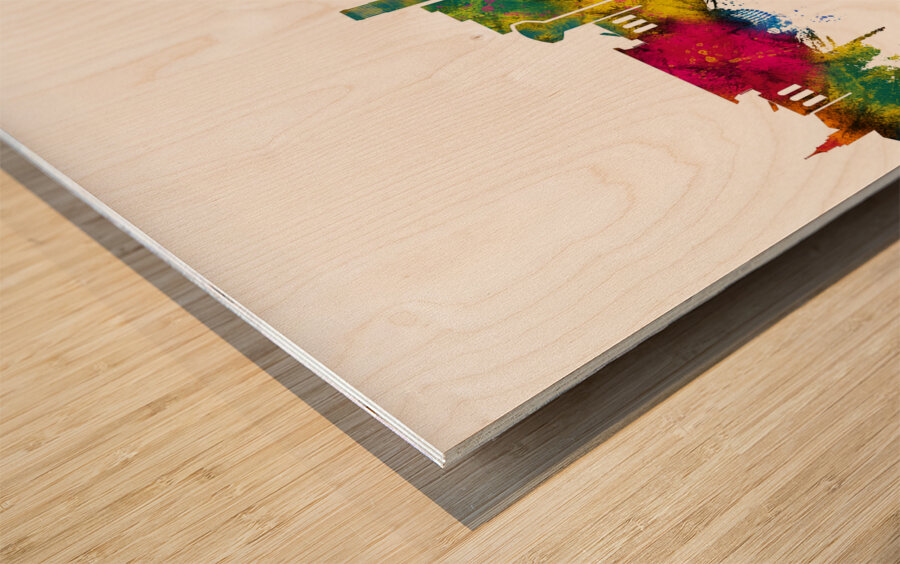 College Station Texas Skyline Wood print