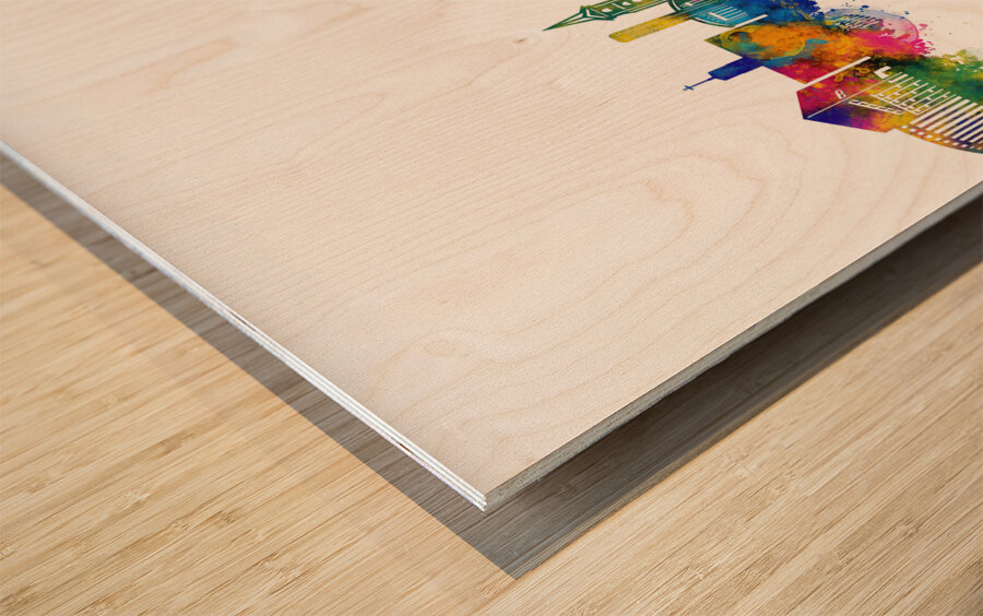 Lincoln USA Skyline Wood print