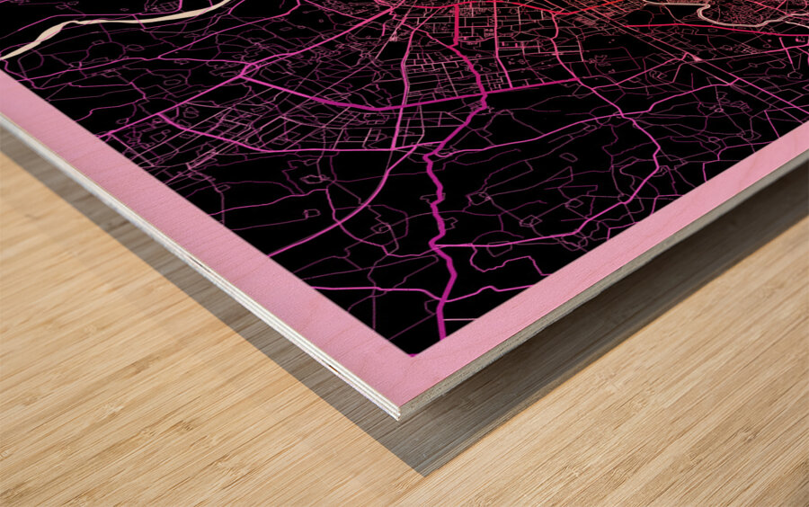 Delhi India Road Map Wood print