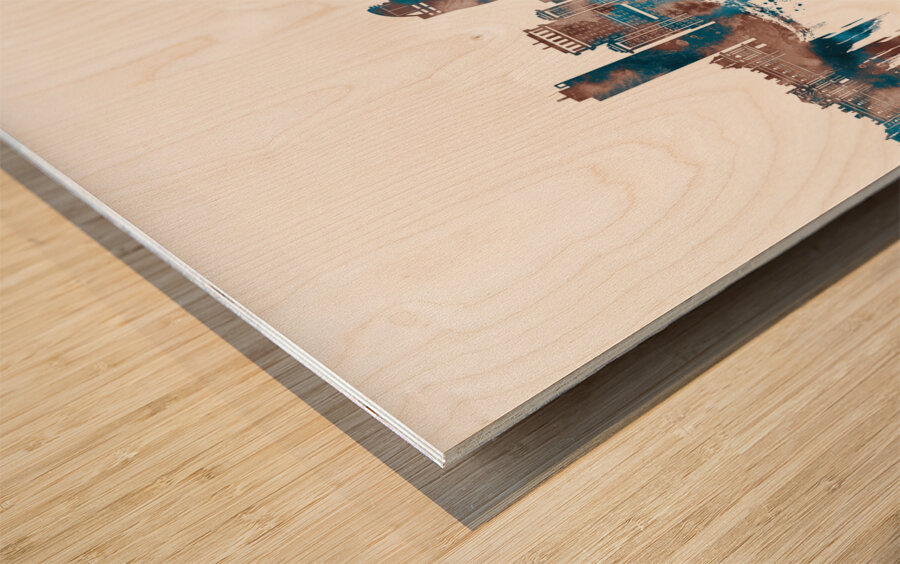 Kyiv Ukraine Skyline Sepia Wood print