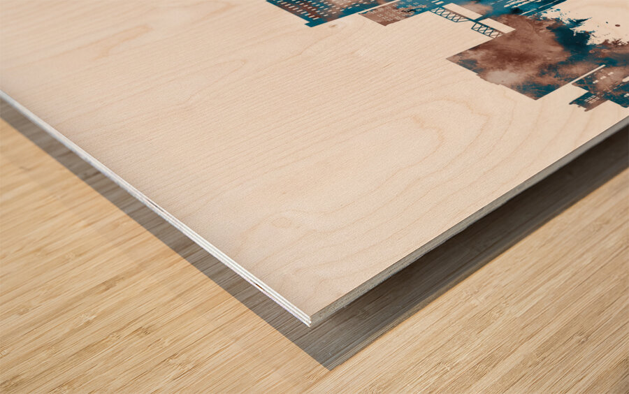 Lafayette Louisiana Skyline Sepia Wood print