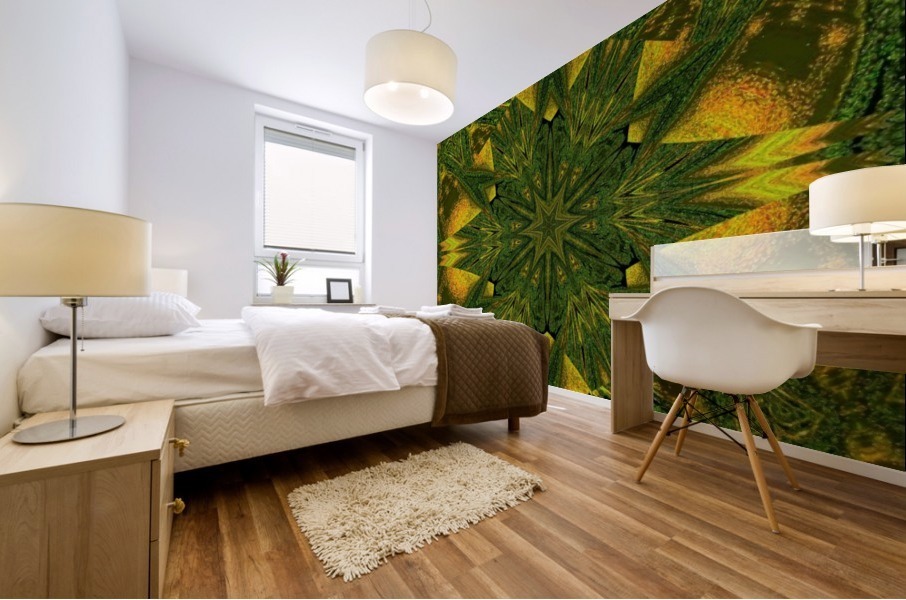 Green Sunshine Flower Mural print