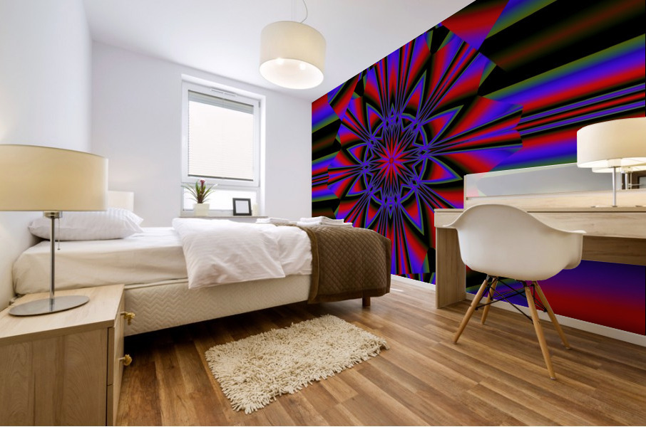 Red Psychedelic Lotus Mural print