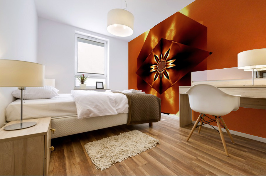 Orange Fire Flower 3 Mural print