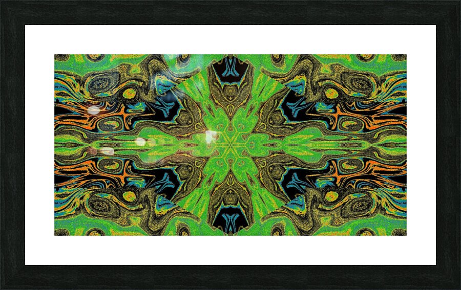 Green Wave Lotus Picture Frame print