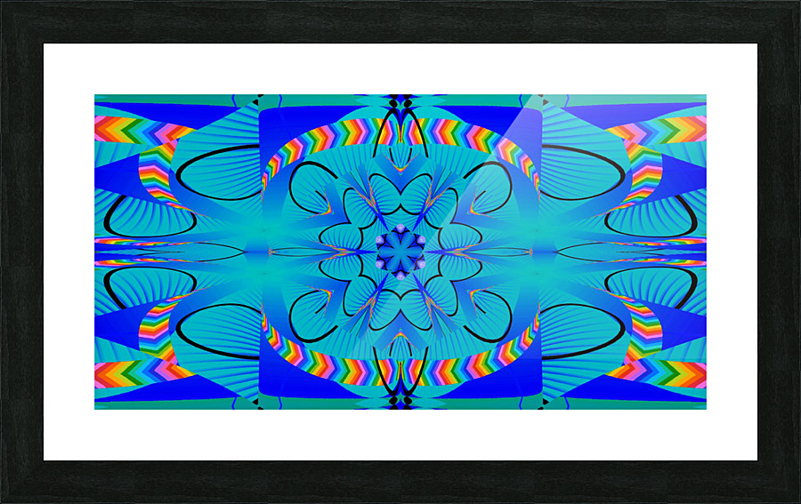 Blue Psychedelic Lotus Picture Frame print