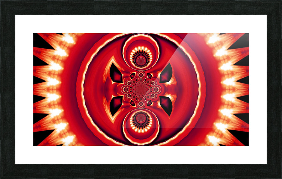 Red Fire Flower Mandala Picture Frame print