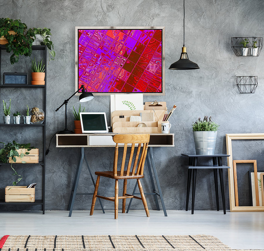 Red Psychedelic Squares 1 Reproduction