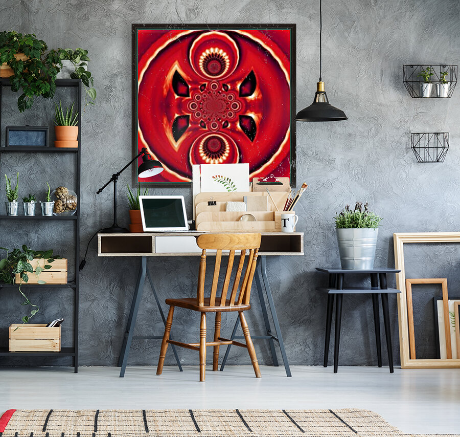 Red Fire Flower Mandala Reproduction