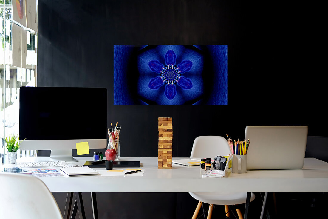 Blue Feather Flower Reproduction
