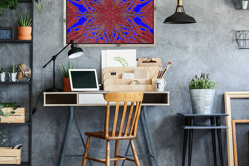 Red in Blue Jasmine by Sherrie Larch