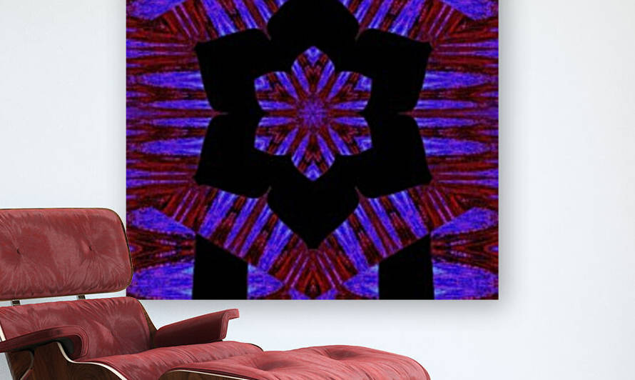 Purple And Bright Red Lotus In Black by Sherrie Larch