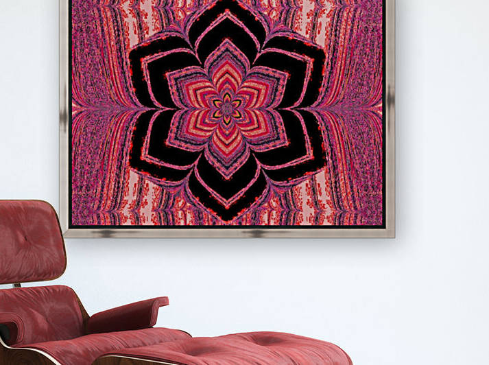 Orange And Pink Lotus In Black by Sherrie Larch