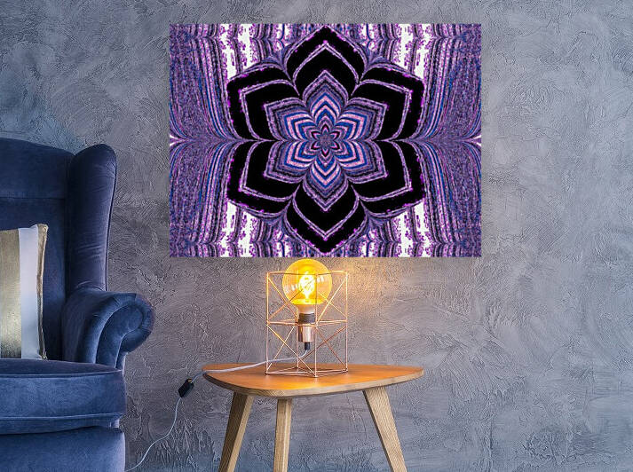 Purple And Blue Lotus In Black by Sherrie Larch