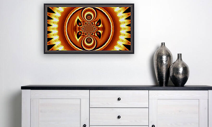Orange Fire Flower Mandala  Reproduction