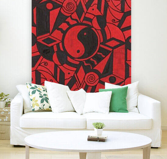 Yin And Yang Black And Red Haze by Sherrie Larch